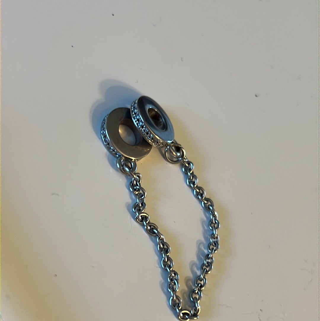 Sterling Silver Unbranded Safety Chain Pave