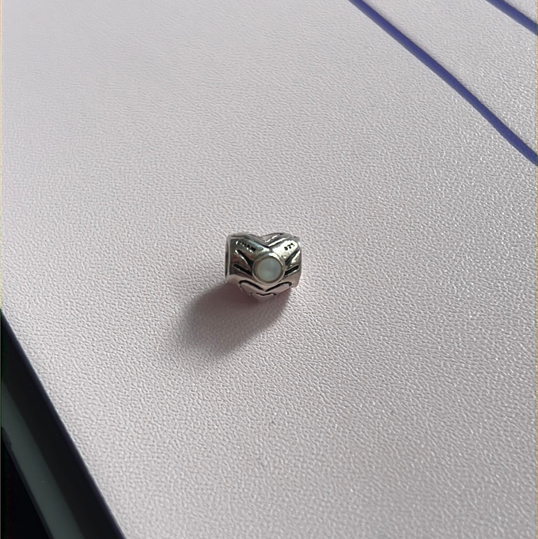 Genuine Chamilia Heart Charm with Milky Clear Stone