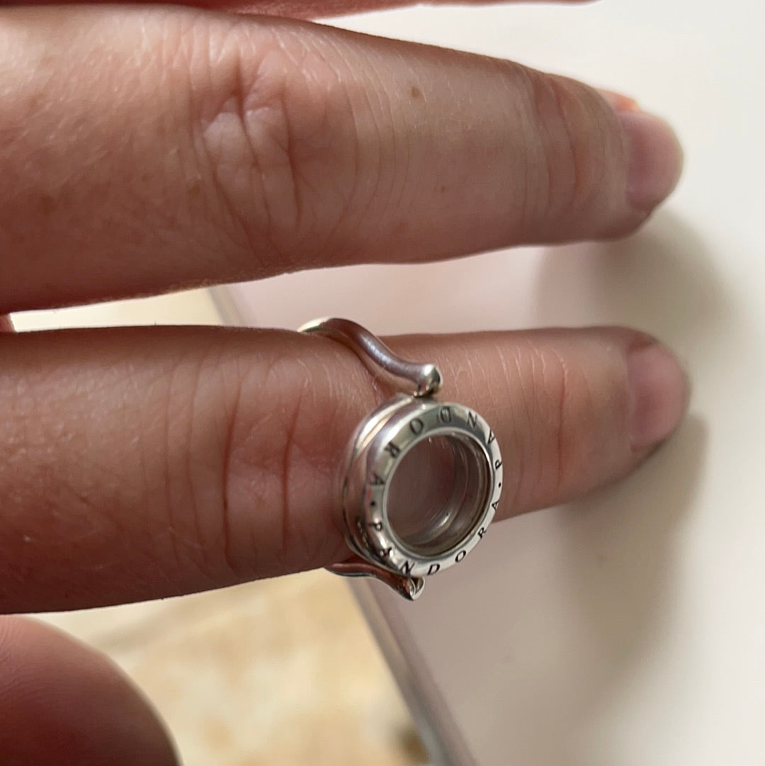 Genuine Pandora Logo Circle Memory Locket Ring Size 52