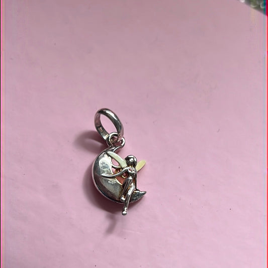 Genuine Links of London Sterling Silver Dangle Watch Over Me Fairy on a Moon Charm