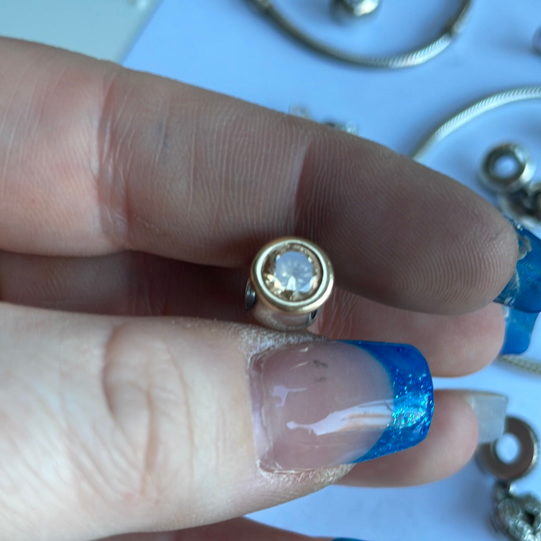 Genuine Pandora Buttercup Dangle Citrine Charm Two Tone