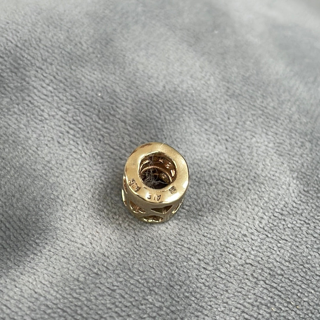 Genuine Pandora Solid 14ct Gold Tunnel Heart Openwork Charm HTF