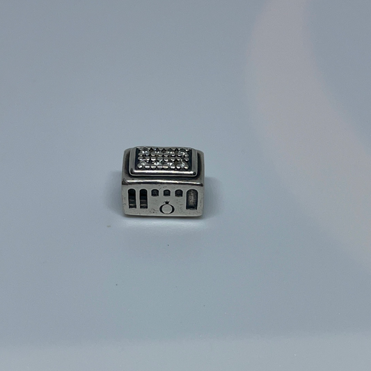 Genuine Pandora Pave Tram Train Charm Logo Charm