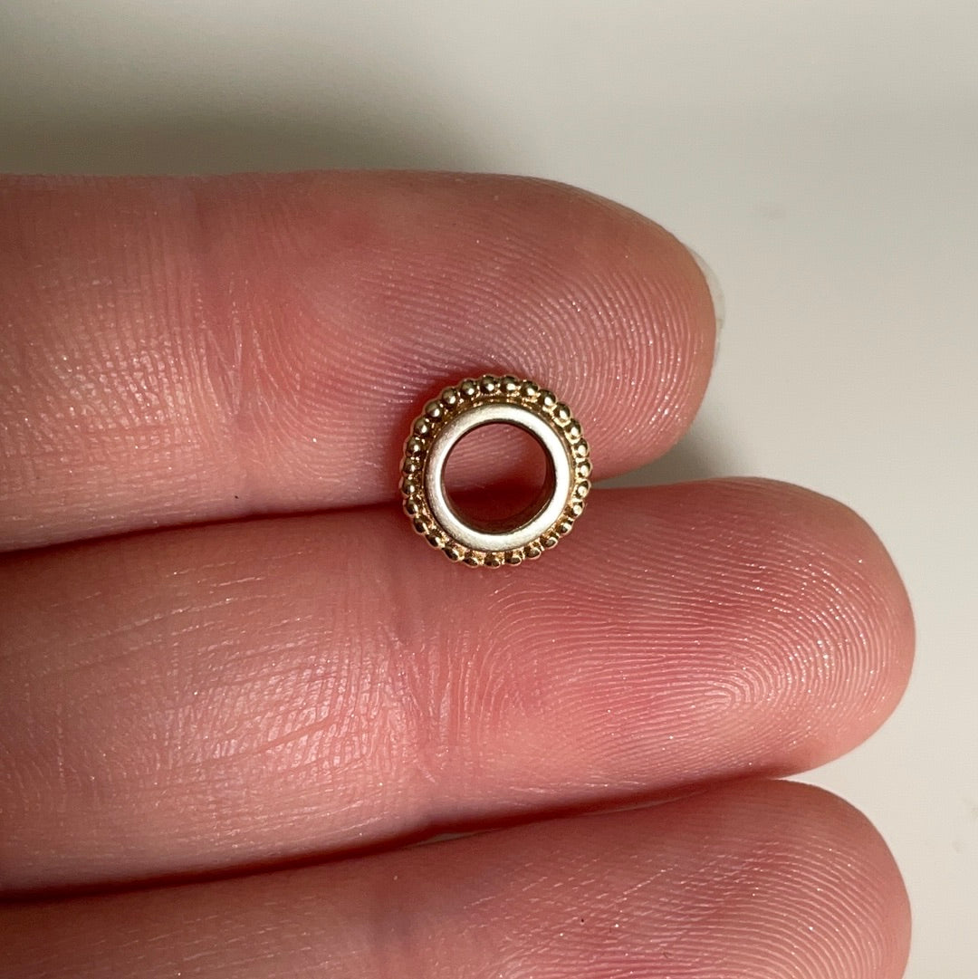 Genuine Pandora Solid 14ct Gold Sun Tiny Dotted Spacer Charm RARE HTF