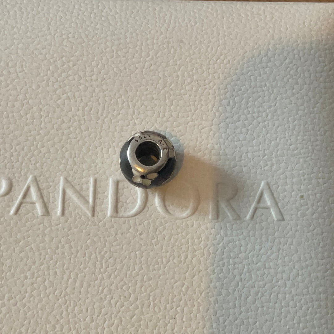Genuine Pandora Black Enamel Daisy Flower charm