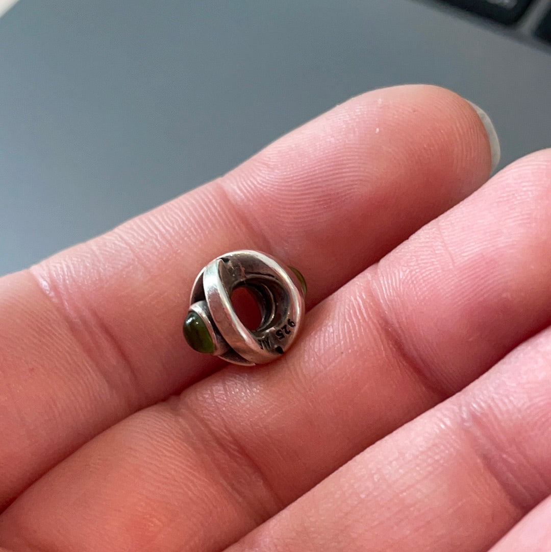 Genuine Pandora Green Peridot Eye Crossover Charm Rare