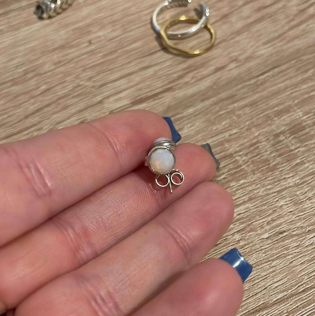 Genuine Pandora Pink Opal October Birthstone Earrings