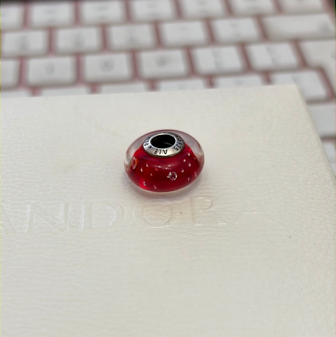 Genuine Pandora Red Fizzle Murano Charm