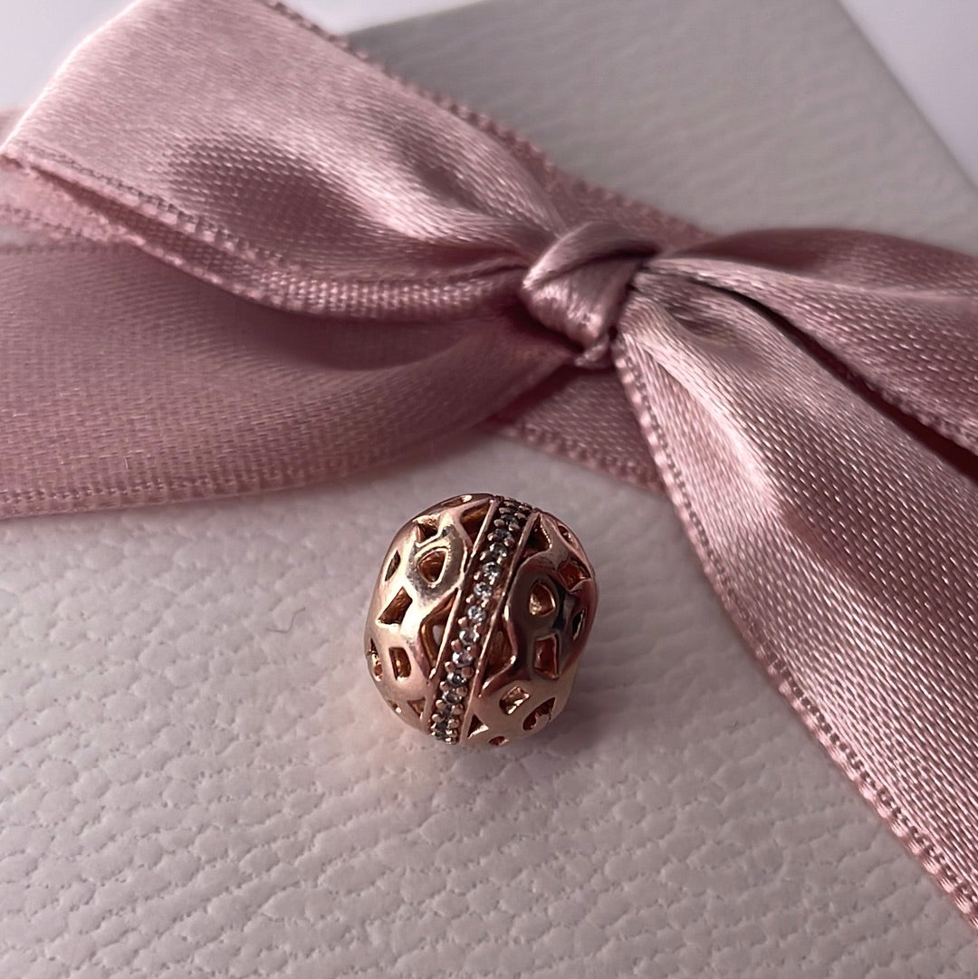 Genuine Pandora Rose Gold Intricate Pave Openwork Charm