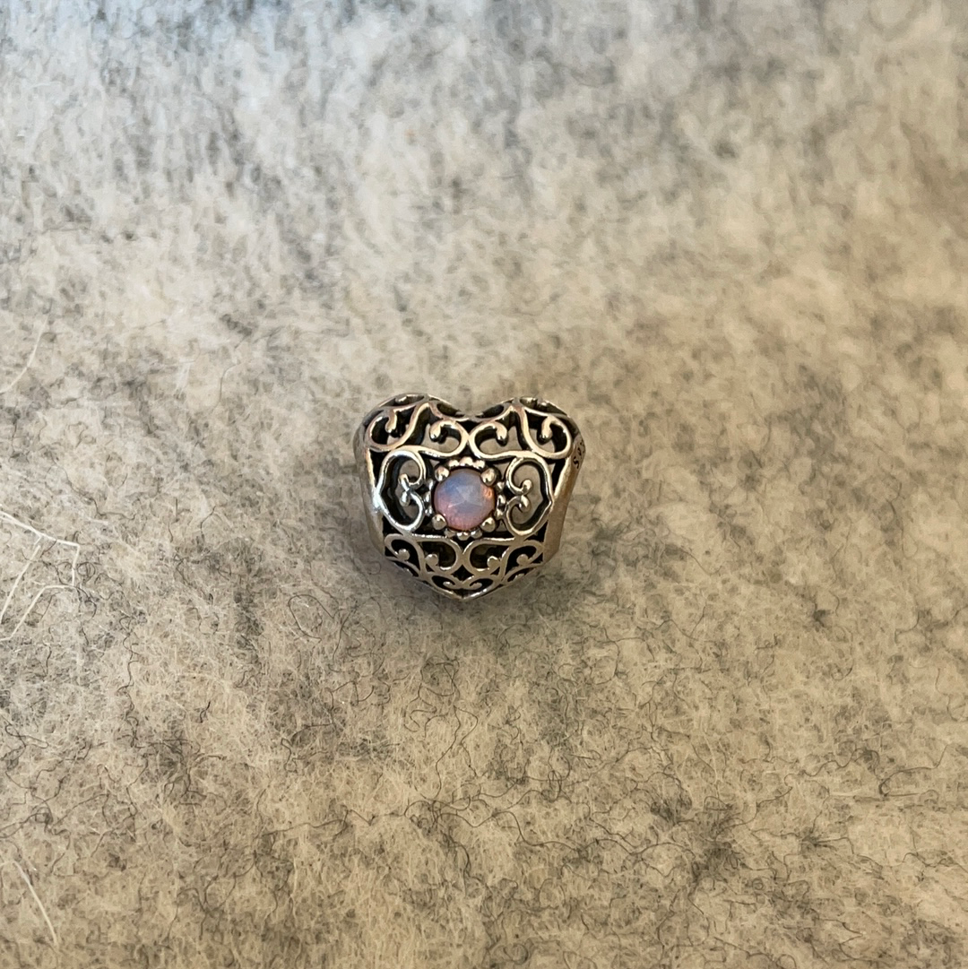 Genuine Pandora Opal Heart Birthstone Charm