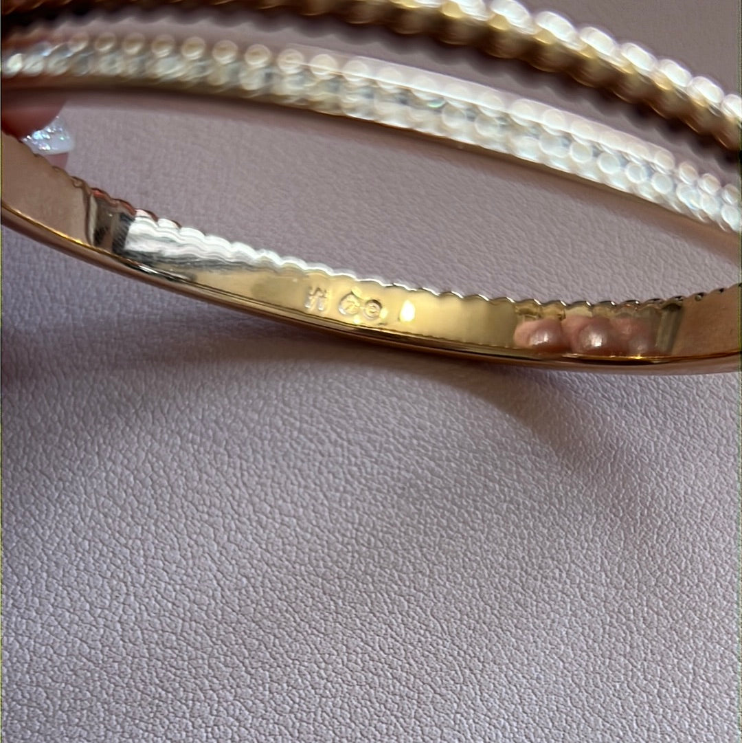 Genuine Swarovski Pave Crystal Rose Gold Beaded Line Hinged Bangle M