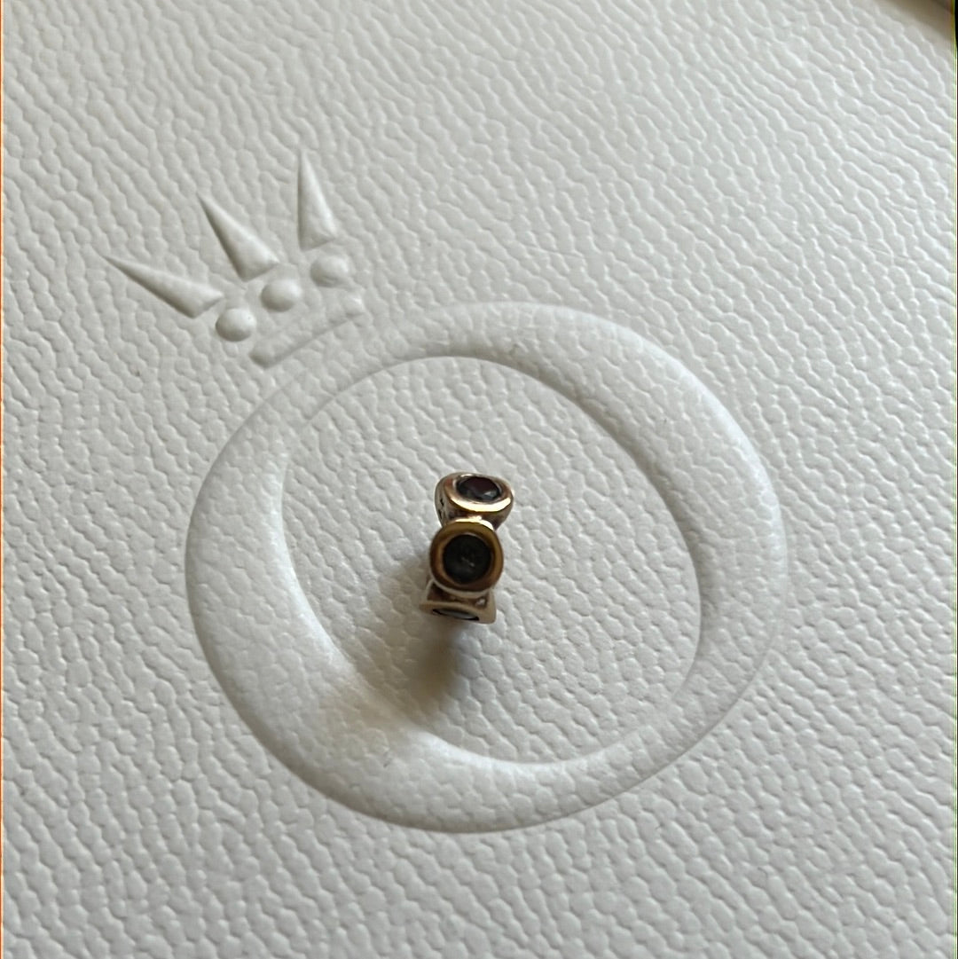 Genuine Pandora Solid 14ct Gold Lights Aquamarine Spacer Charm RARE HTF