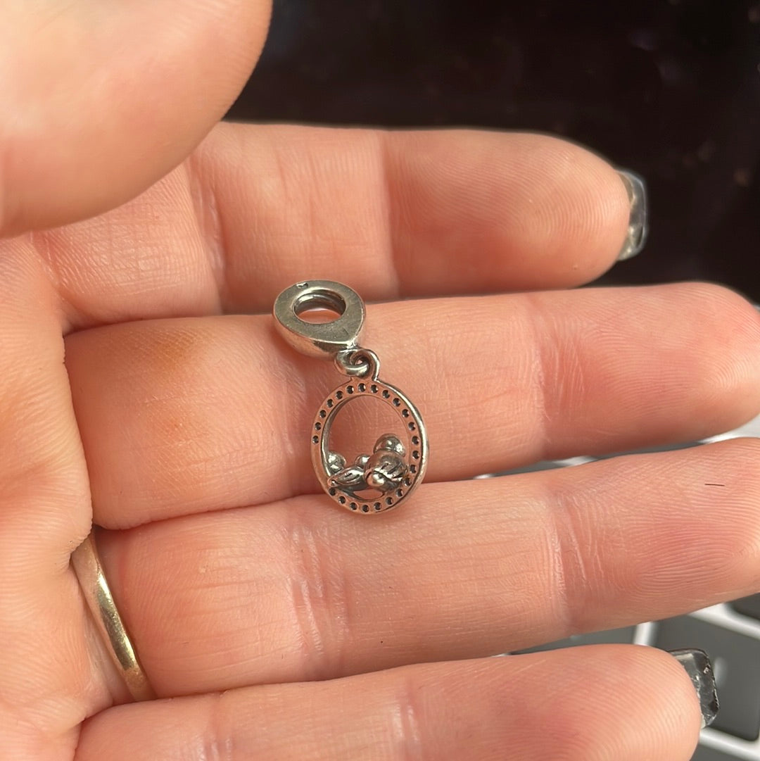 Genuine Pandora Mother and Baby Bird Pave Dangle