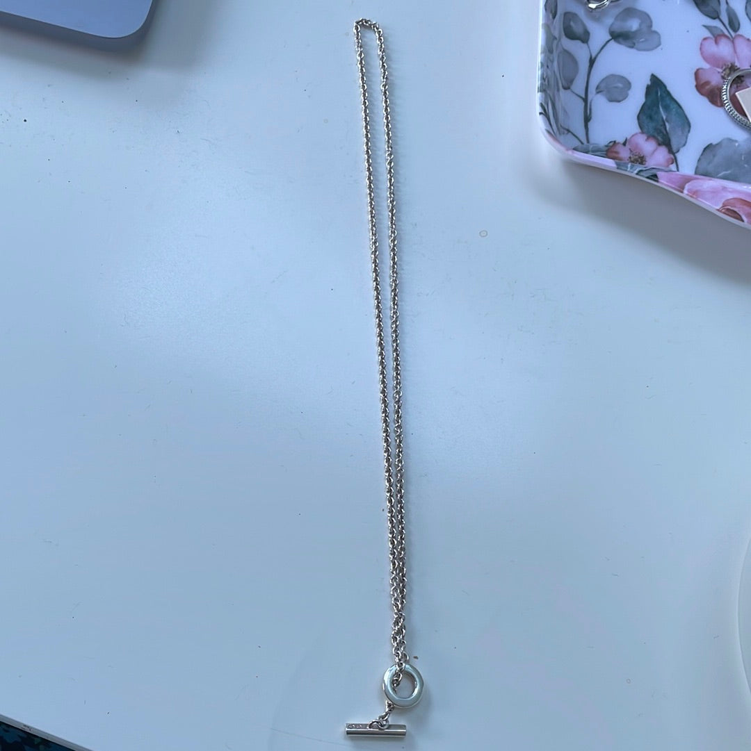 Genuine Links of London Sterling Silver T-Bar Necklace 40cm Short