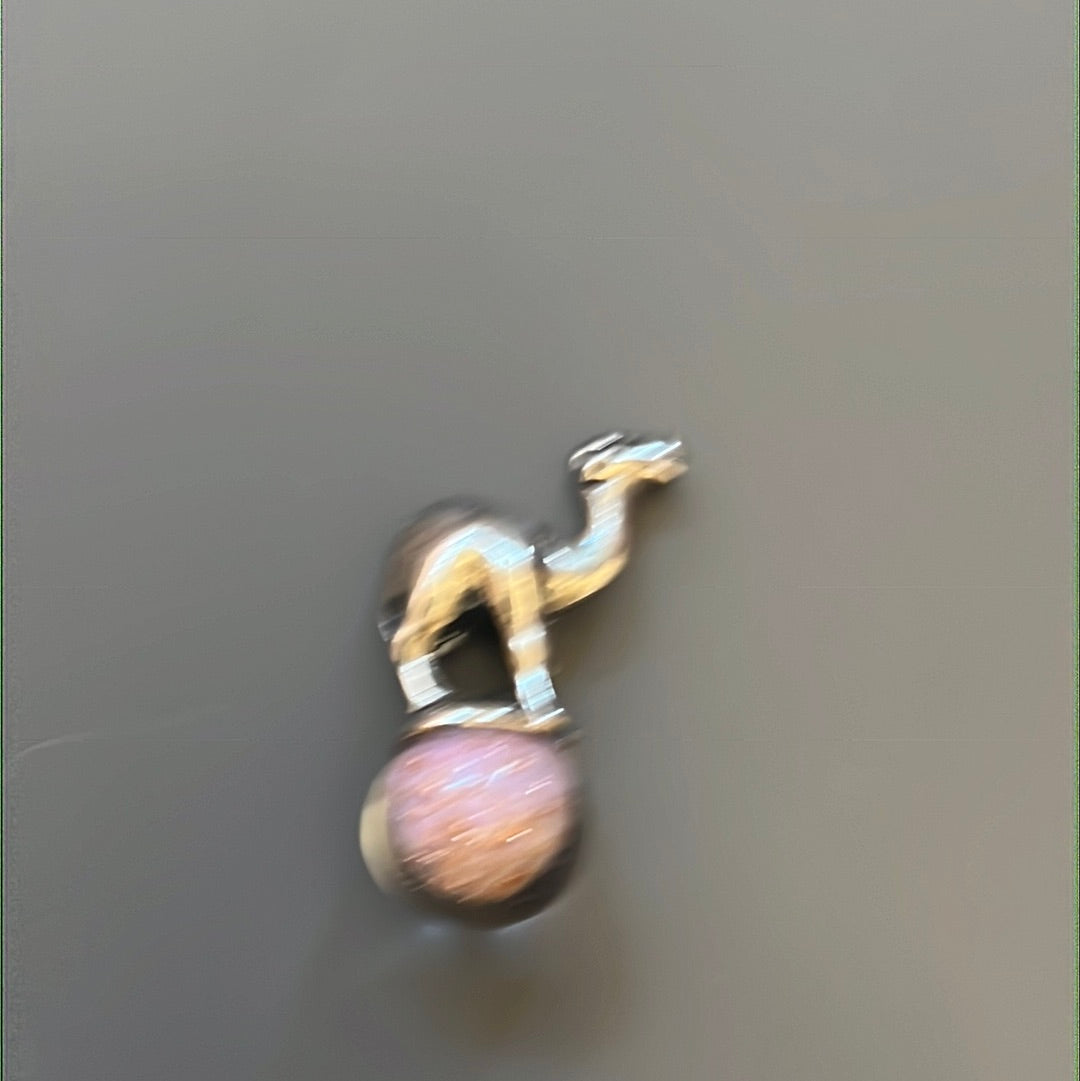 Genuine Trollbeads Camel on Pink Gold Glitter Murano Ball Charm