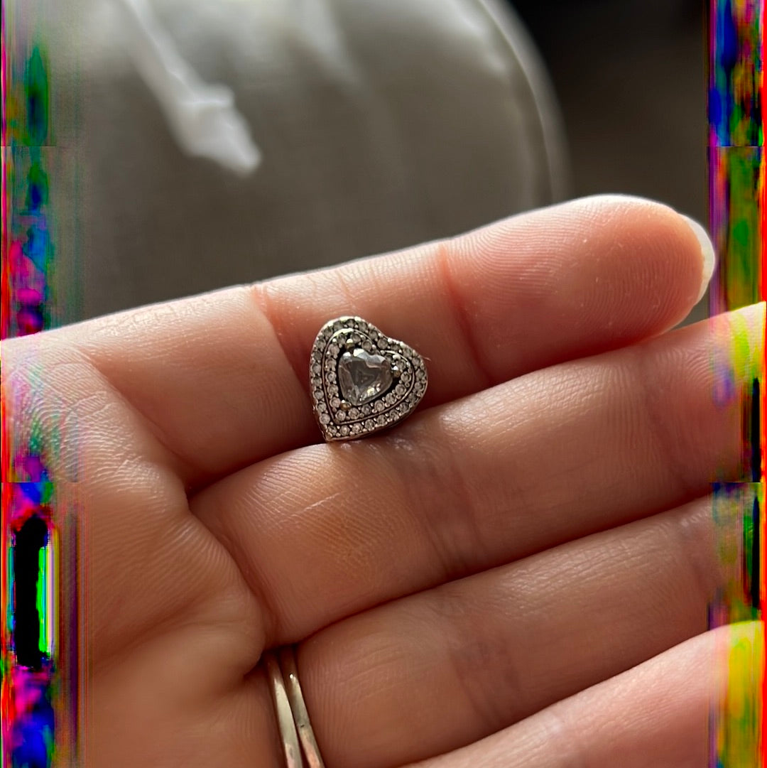 Genuine Pandora Pave Levelled Heart Charm