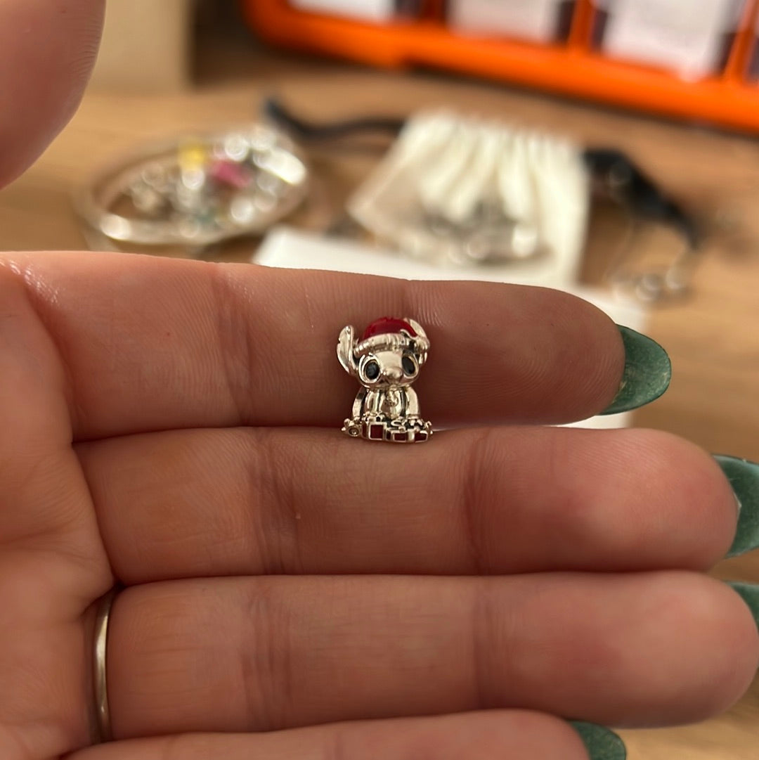 Genuine Pandora Disney Christmas Stitch Charm Enamel Ohana