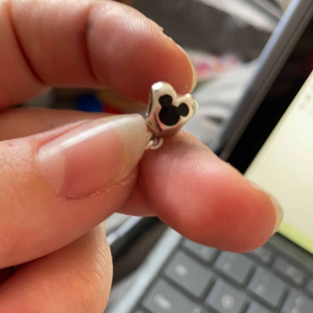 Genuine Pandora Disney Parks Safety Chain with Black Enamel and CZ