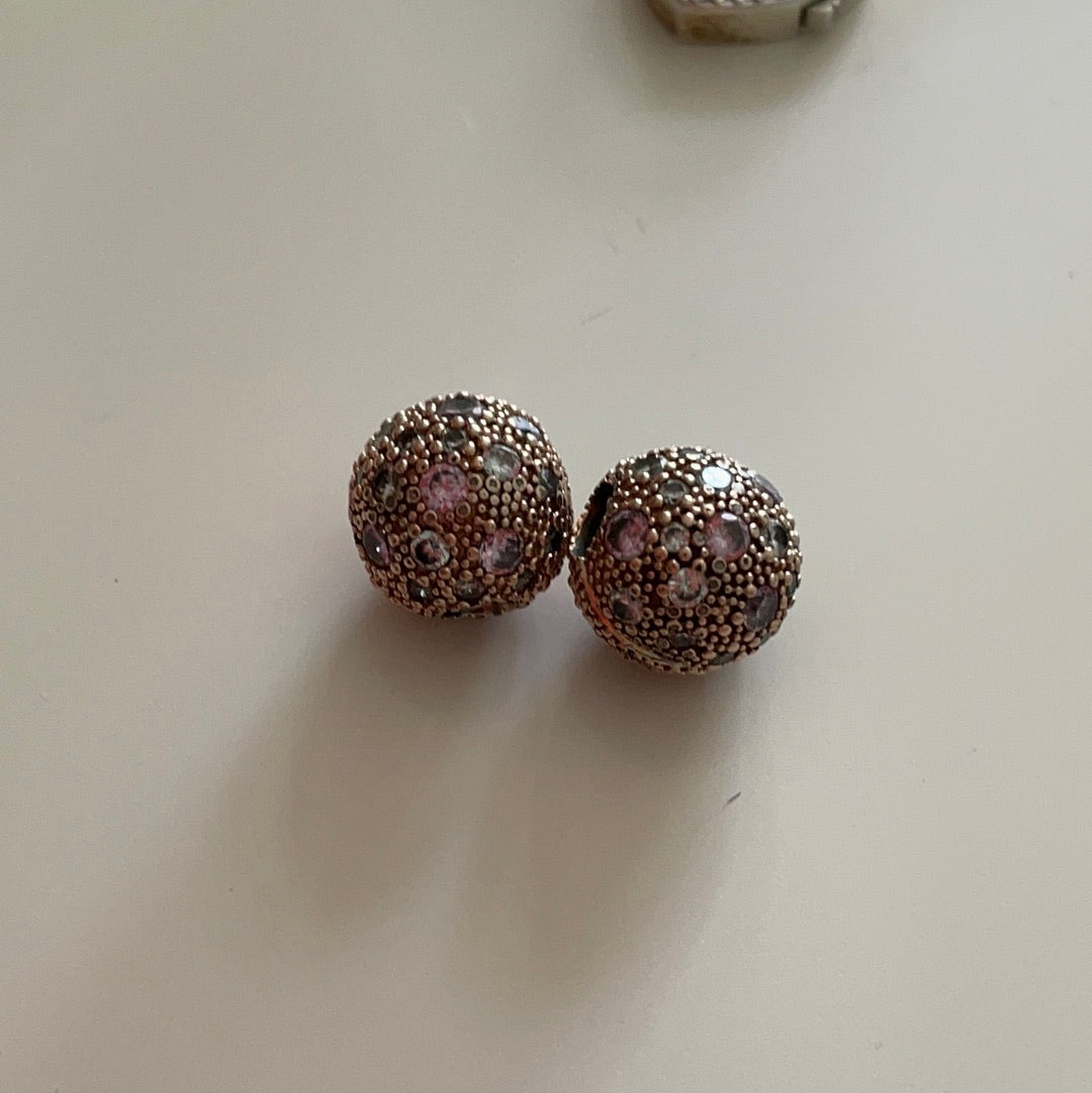Genuine Pandora Rose Gold Clear and Pink Stones Cosmic Clip