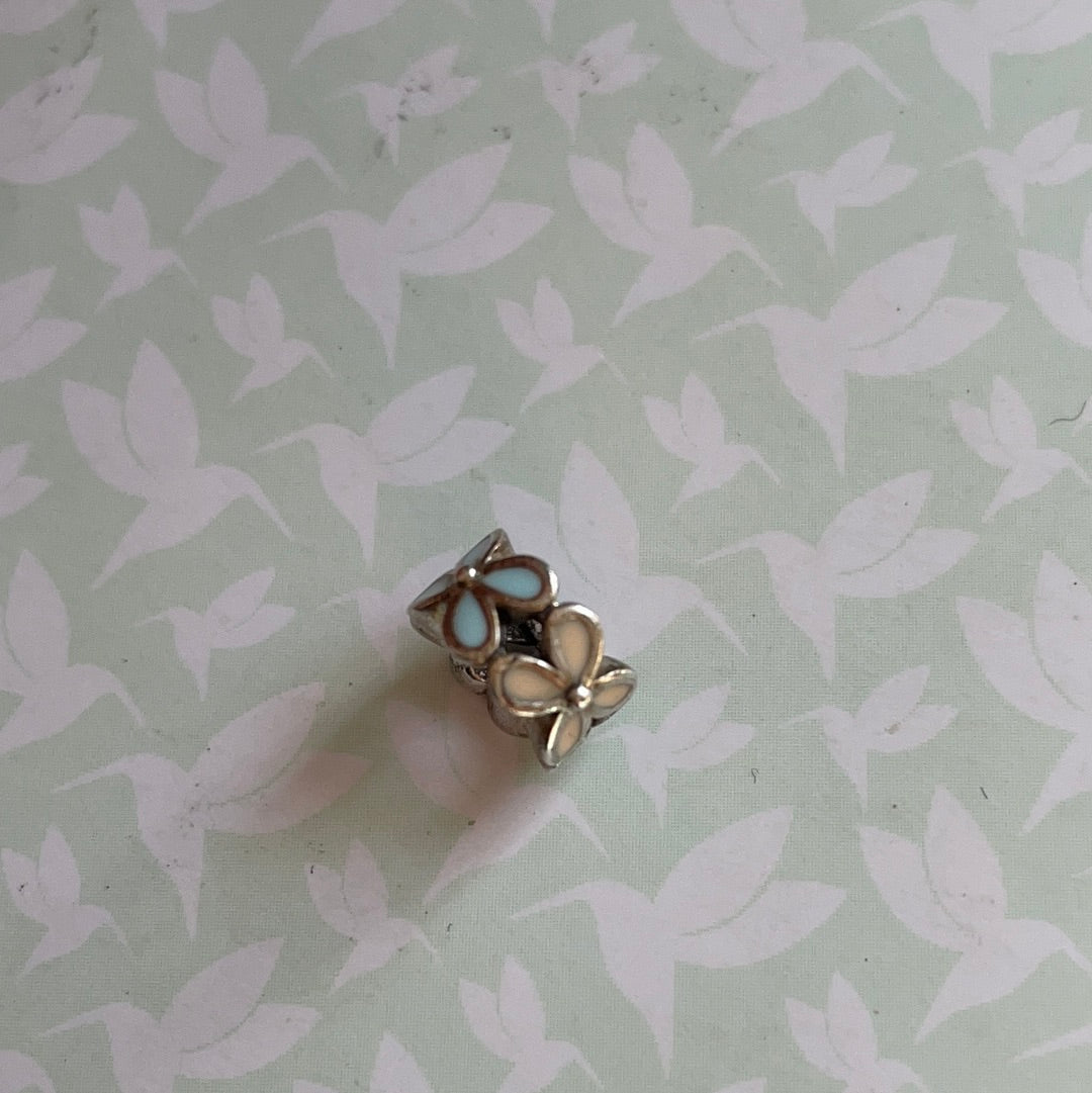 Genuine Chamilia White and Blue Enamel Flower Spacer