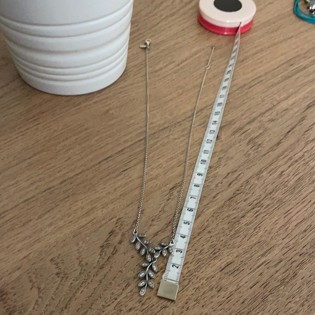 Genuine Pandora Retired Pave Leaf Necklace Drop of 24cm (45cm in length)