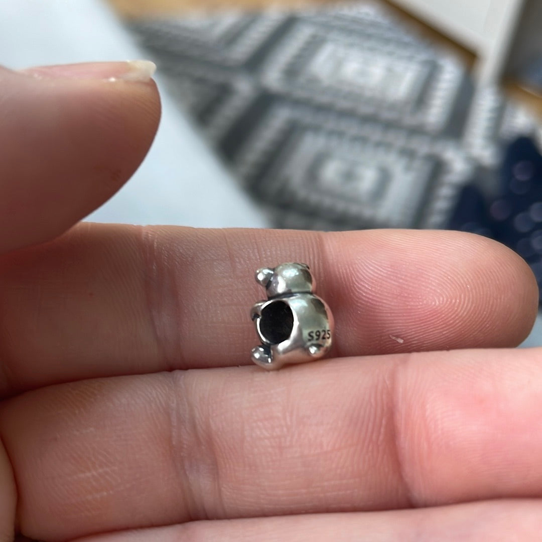Sterling Silver 21 Birthday Bear Charm Pave Sparkle