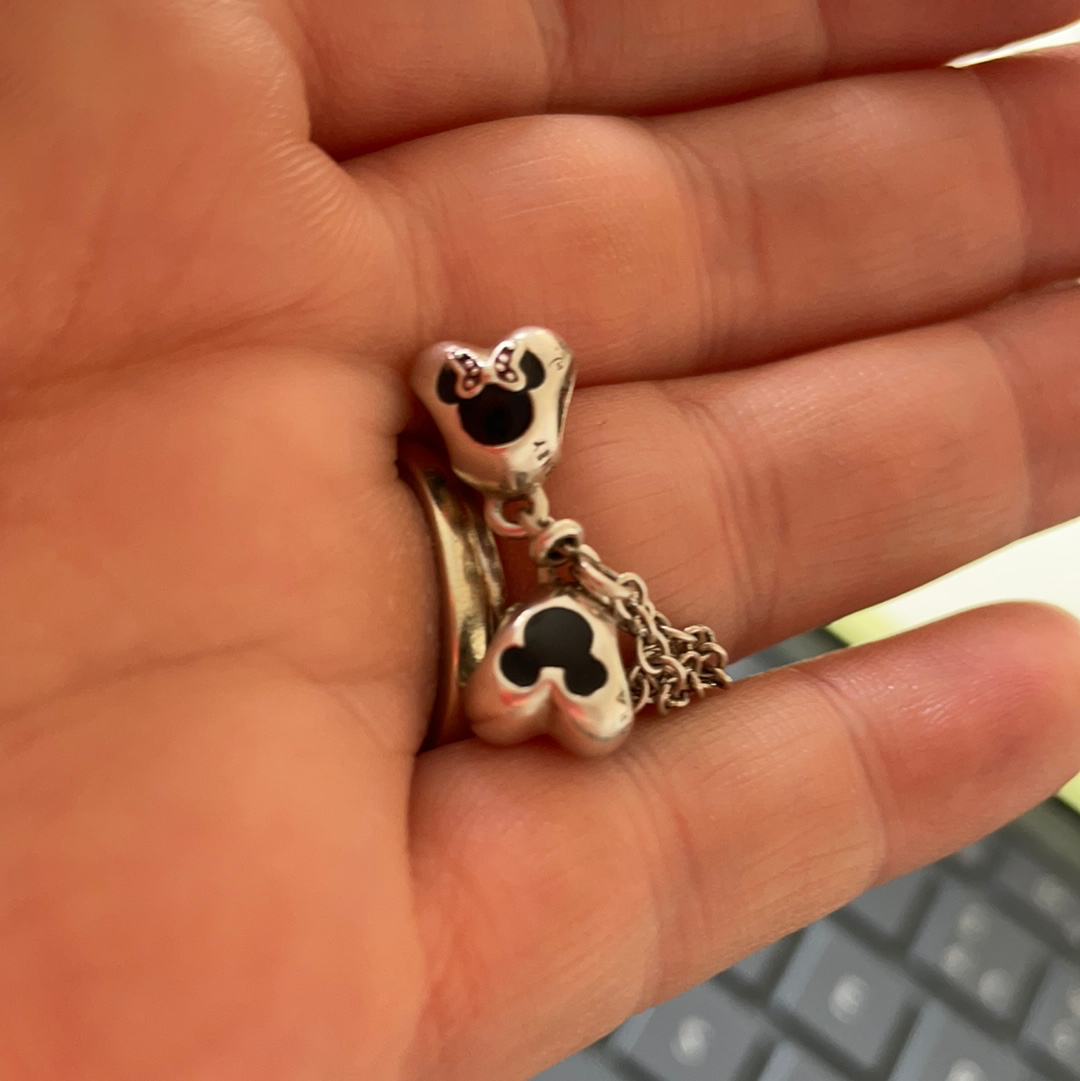 Genuine Pandora Disney Parks Safety Chain with Black Enamel and CZ