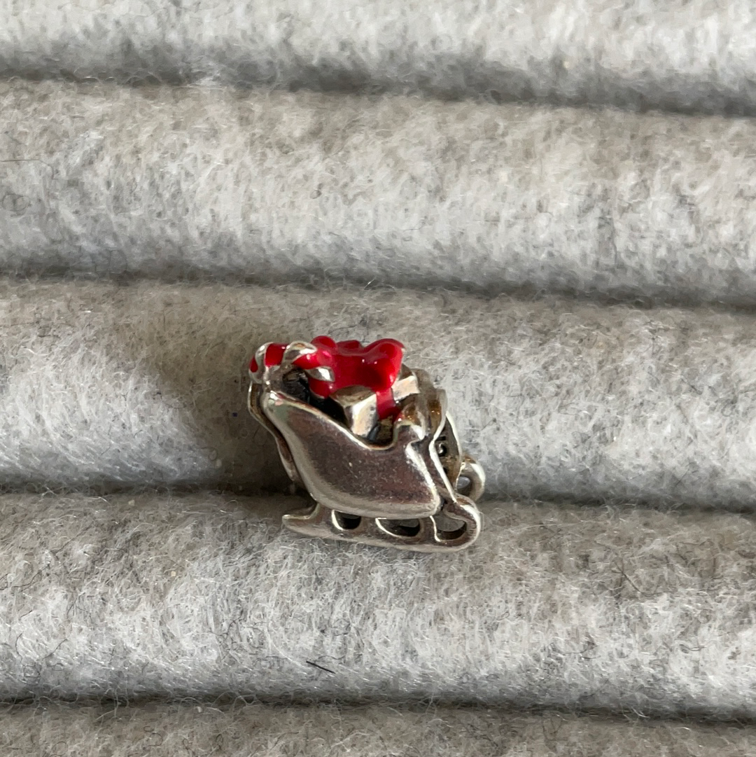Genuine Chamilia Christmas Enamel Sleigh Charm