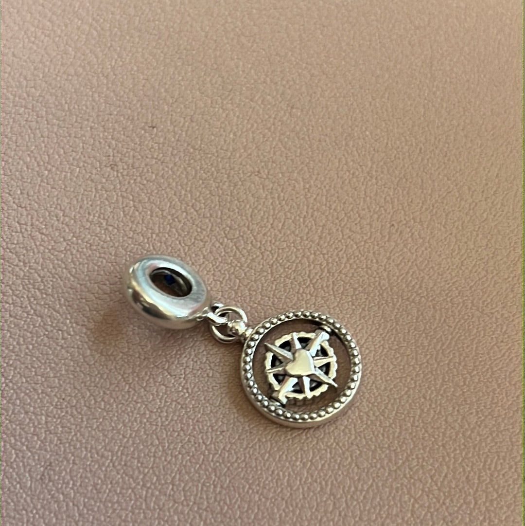 Genuine Pandora Spinning Compass Dangle Blue CZ Charm