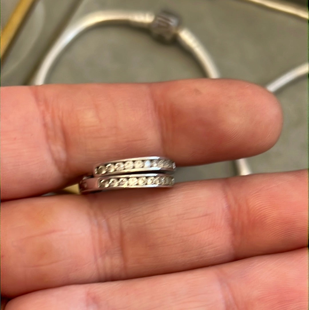 Sterling Silver Pave Hoop Earrings