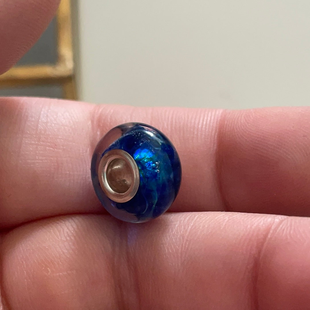Genuine Chamilia Murano Blue Line Iridescent Charm