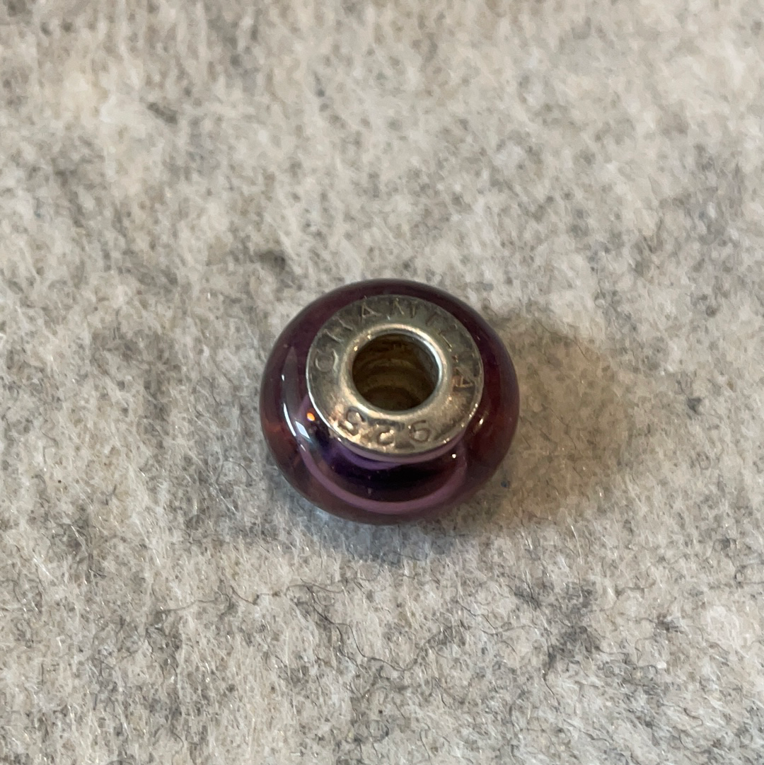 Genuine Chamilia Purple Line and Bubble Murano Charm