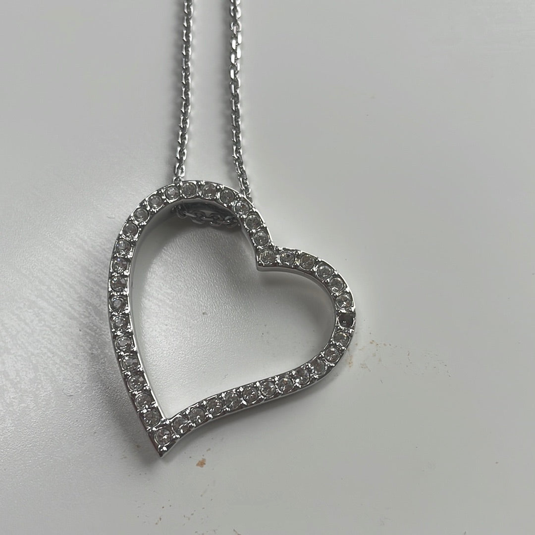 Genuine Swarovski Pave Dangle Heart Necklace 45cm DEFECT