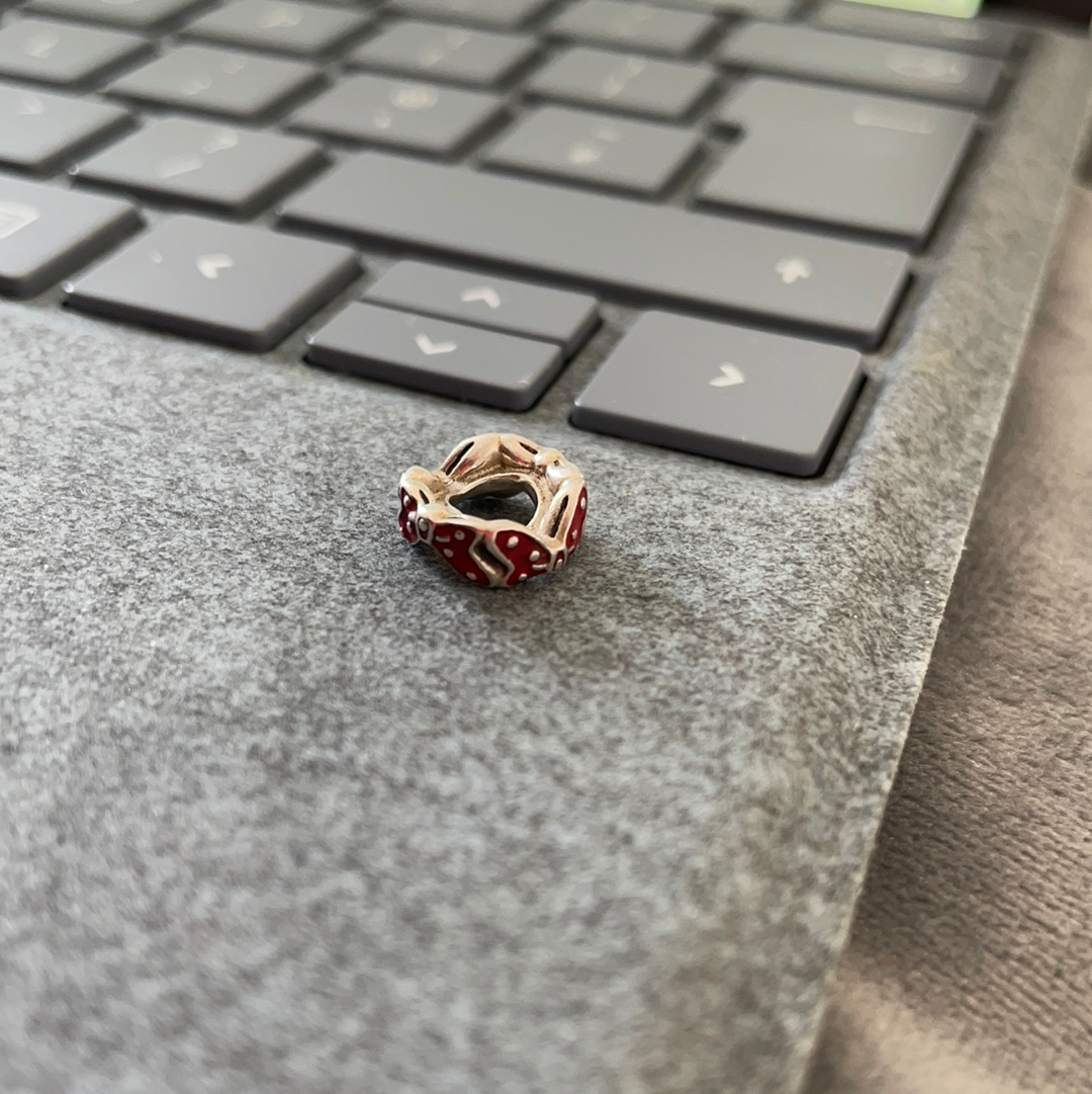 Genuine Pandora Disney Minnie Mouse Red Polka Dot Bow Spacers PAIR Charm