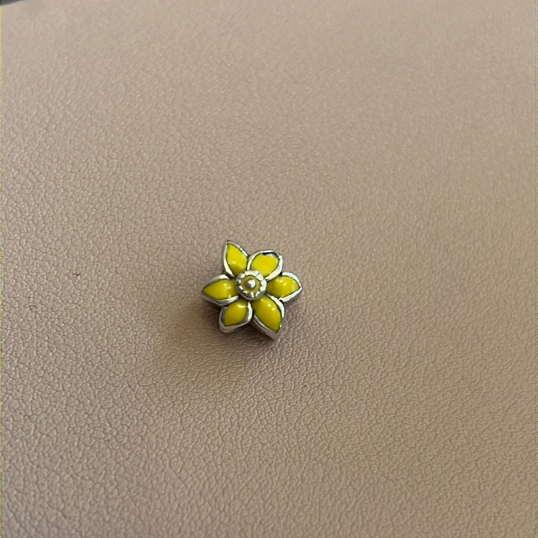 Genuine Chamilia Marie Curie Cancer Awareness Yellow Flower Charm