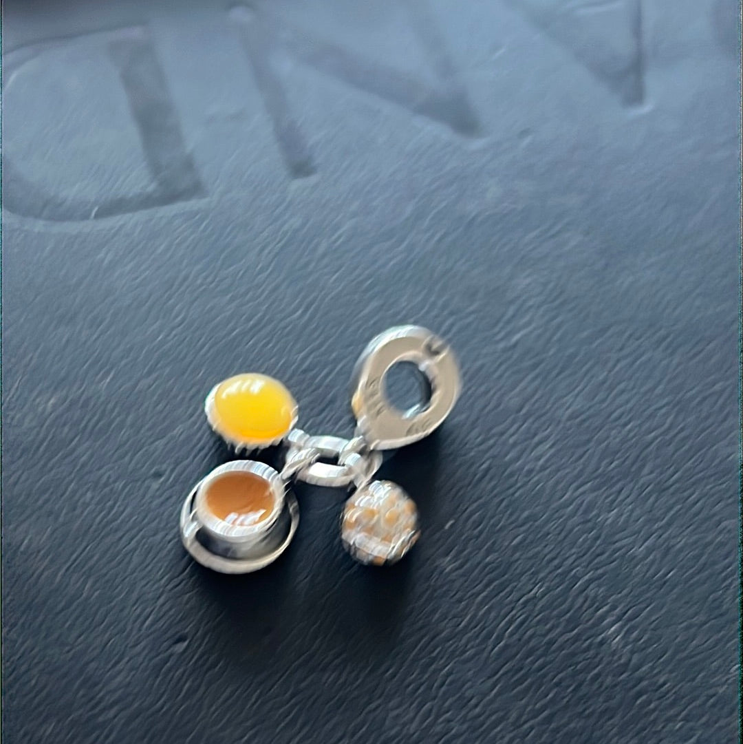 Genuine Pandora Enamel Chinese Milk Tea Dumpling Food Best Friends Dangle charm