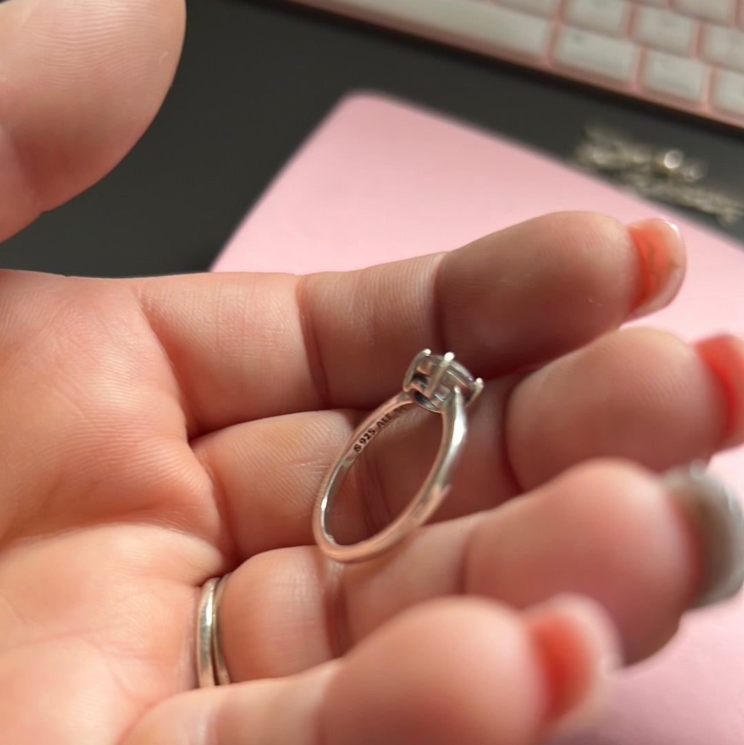 Genuine Pandora Sparkling Solitaire CZ Ring Size 52