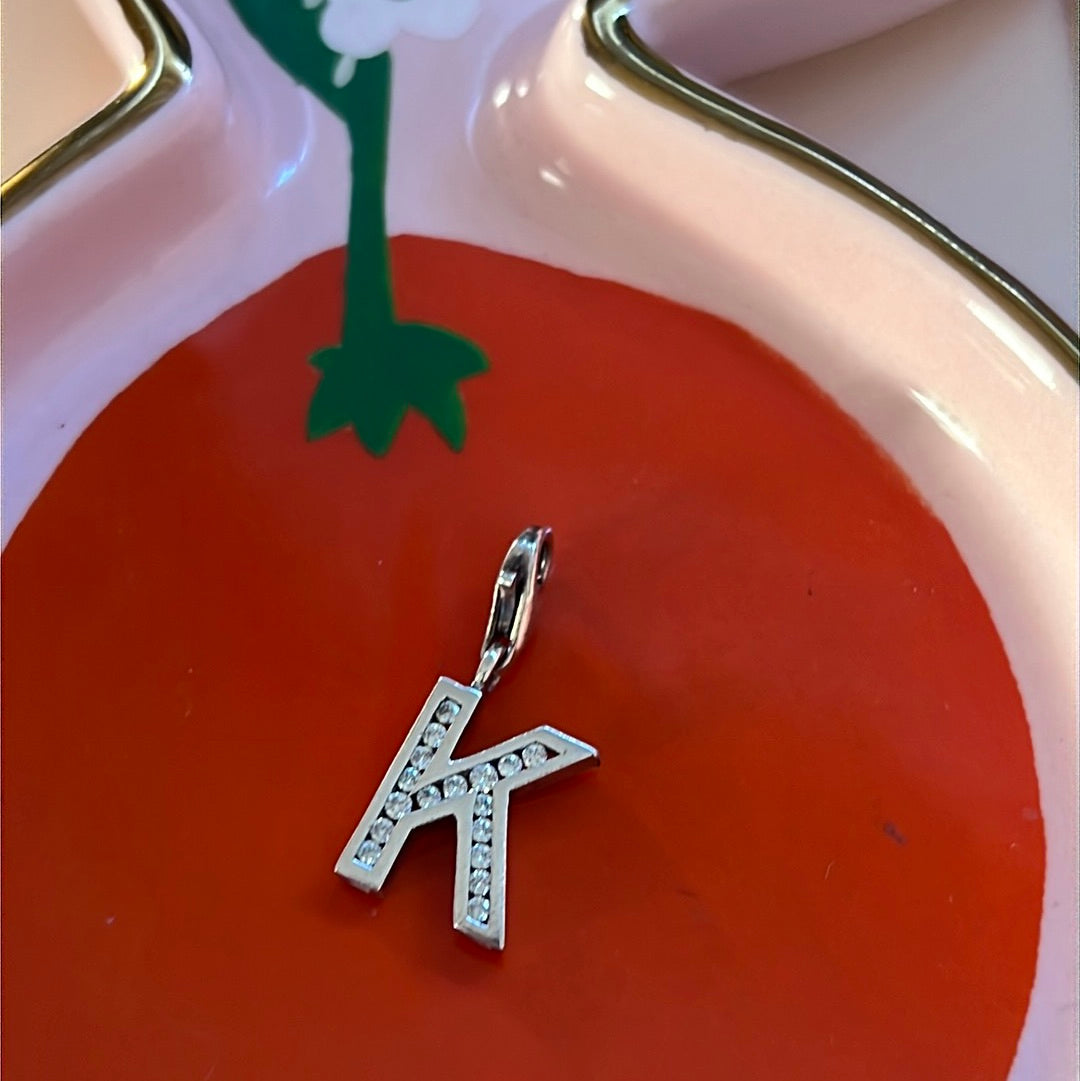 Genuine Thomas Sabo Sterling Silver Dangle Clip Letter Pave K Charm