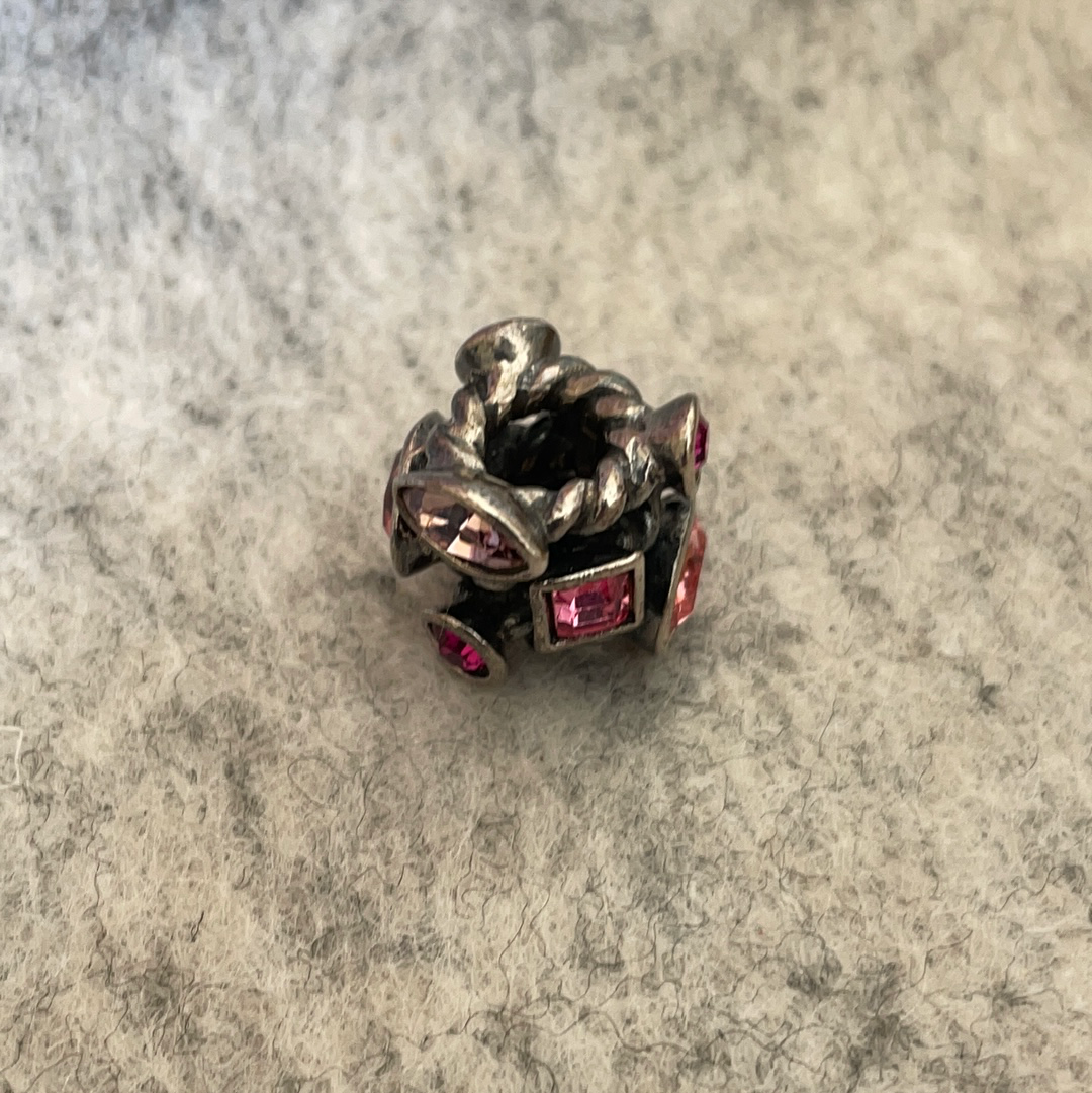 Genuine Chamilia Pink and Purple Large Stone Statement Swirl Abstract Charm