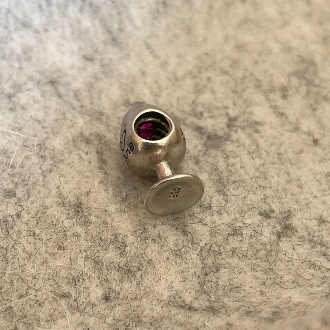 Unbranded I Love Wine Charm With Red CZ on the top CHEAP