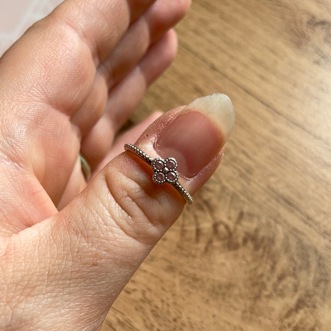Genuine Pandora Ring Small Flower Clover 4 Petal Ring