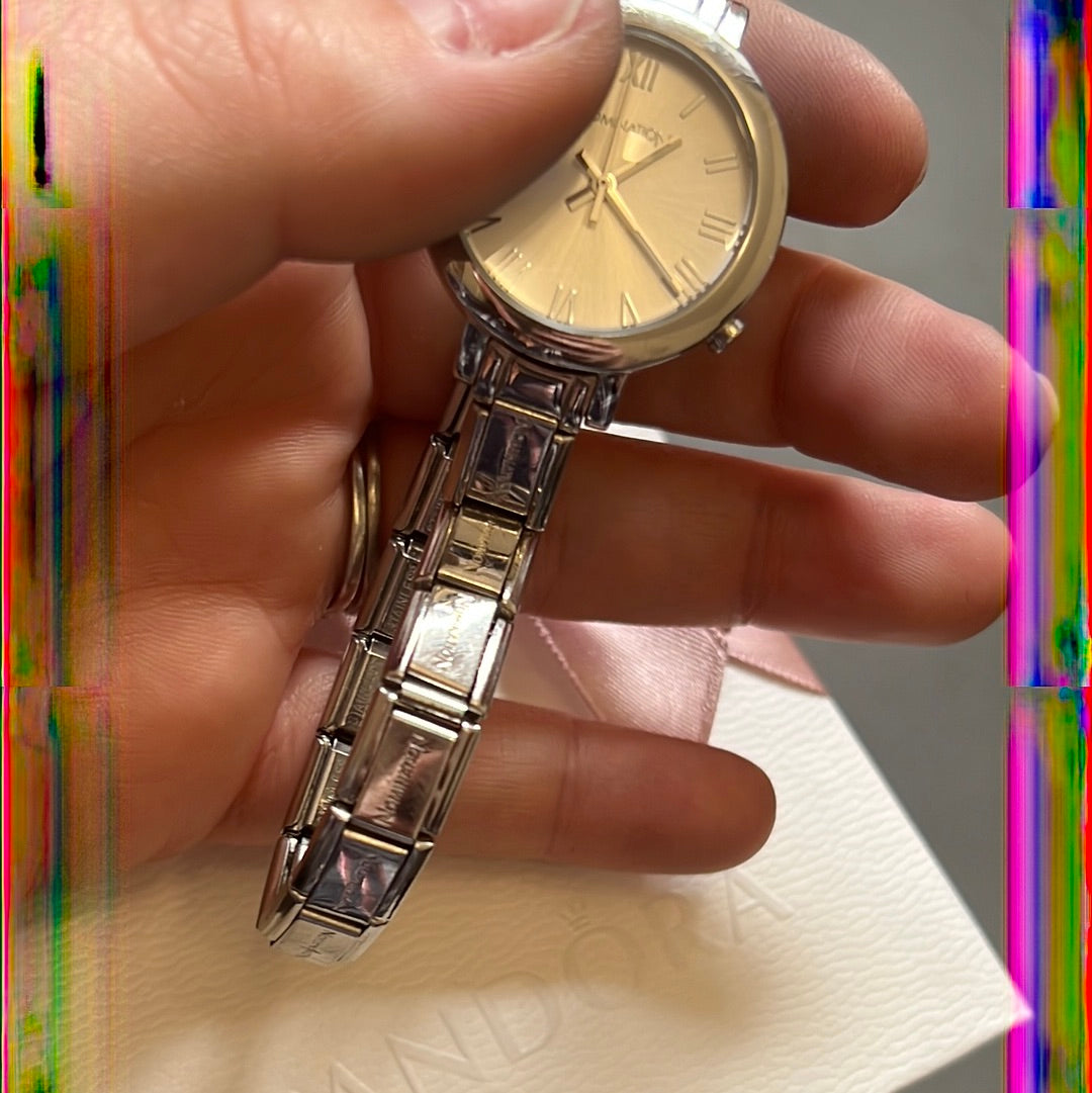 Genuine Nominations Silver Link Watch Adjustable