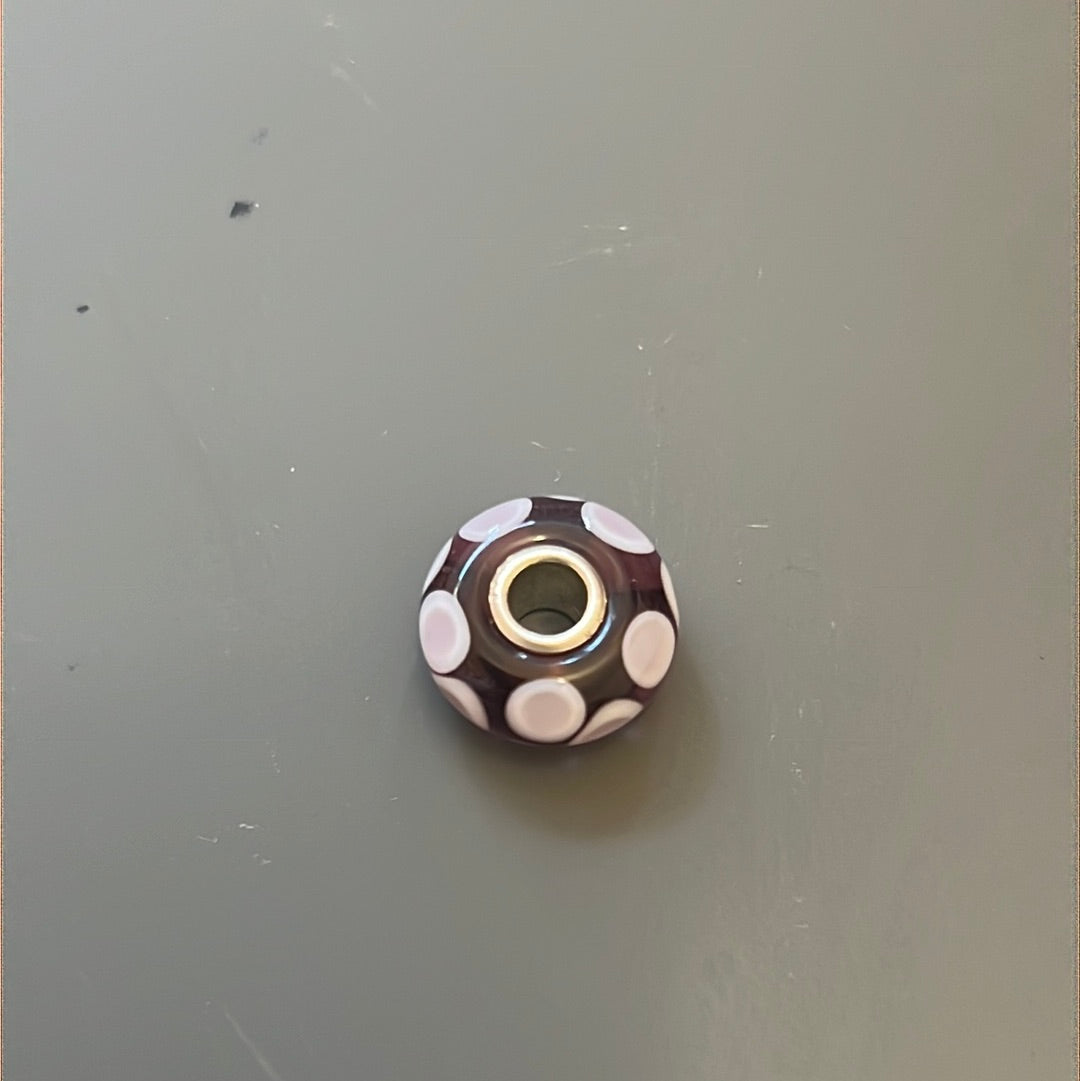 Genuine Trollbeads Purple Polka Dot Murano Charm