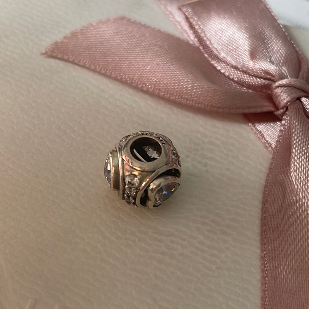 Genuine Pandora Clear Pave Charm With CZ Hearts Charm