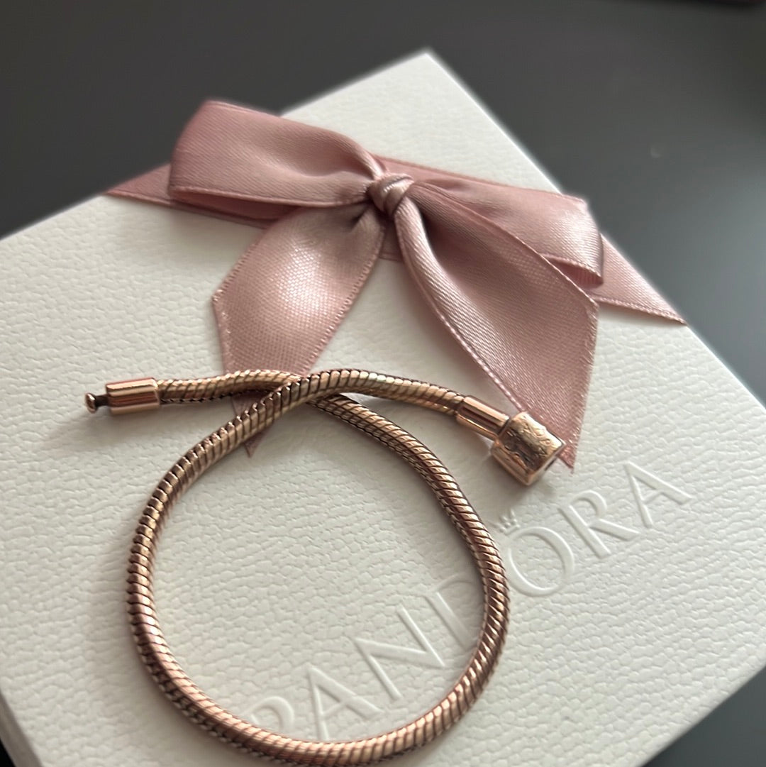 Genuine Pandora Rose Gold Smooth Snake Chain 21cm New Style