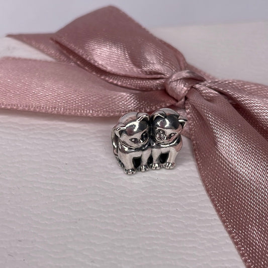 Genuine Pandora Pair of Cats Siamese Animal Charm