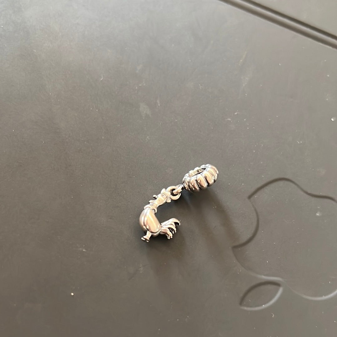 Genuine Pandora HTF Cockerel Chicken Dangle Charm RARE Zodiac
