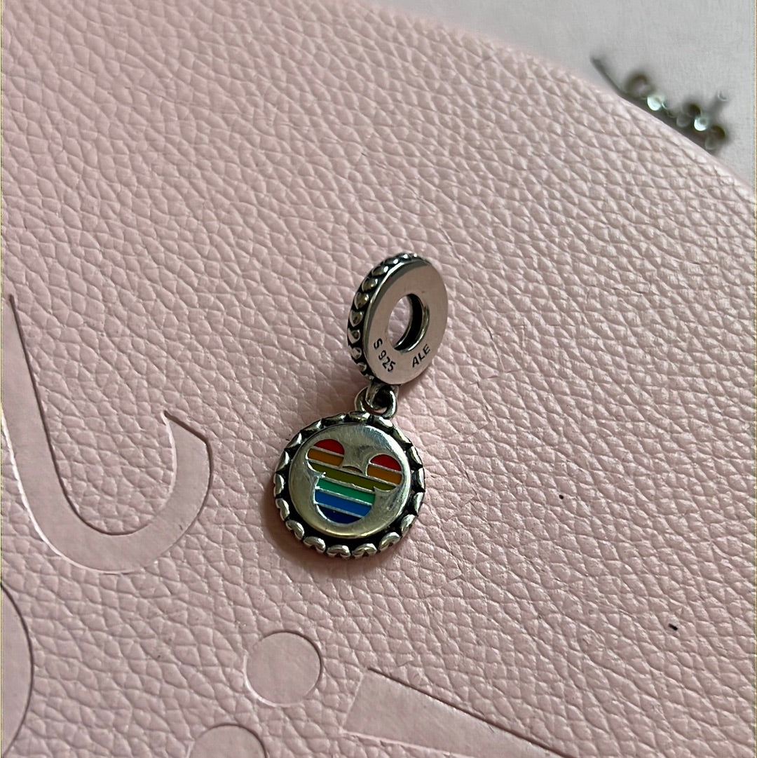 Genuine Pandora Disney Enamel Rainbow Gay Pride LGBT Dangle LOVE Charm