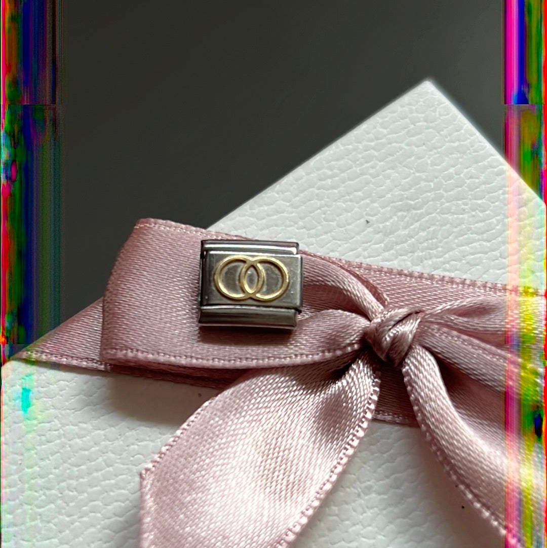 Genuine Nomination Silver Link Charm Two Tone Rings Wedding