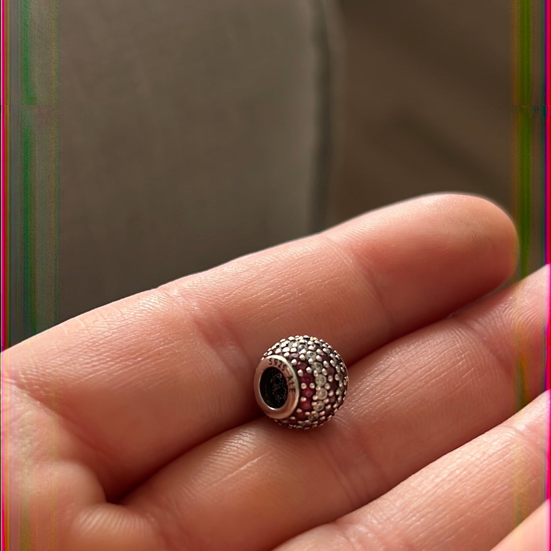 Genuine Pandora Sparkle Pave Charm Pink and Silver